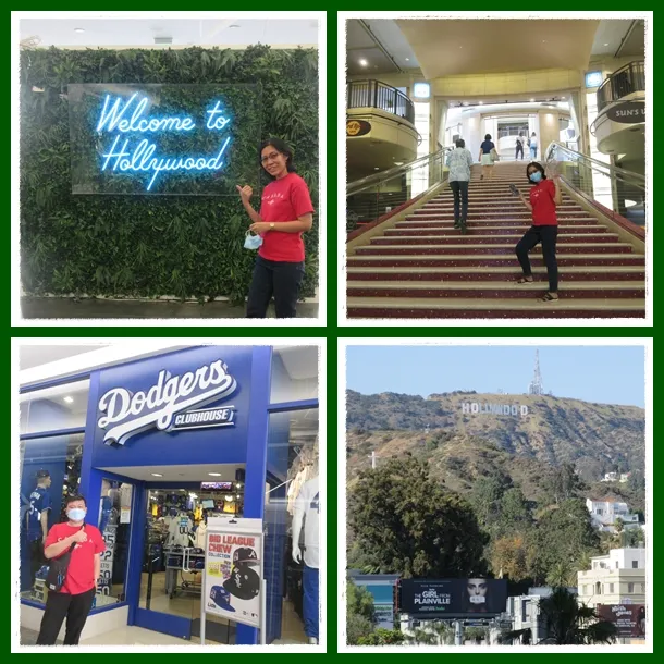 View of the distant Hollywood Sign from Hollywood &amp; Highland, Los Angeles, a view accessible to backpacker ke los angeles