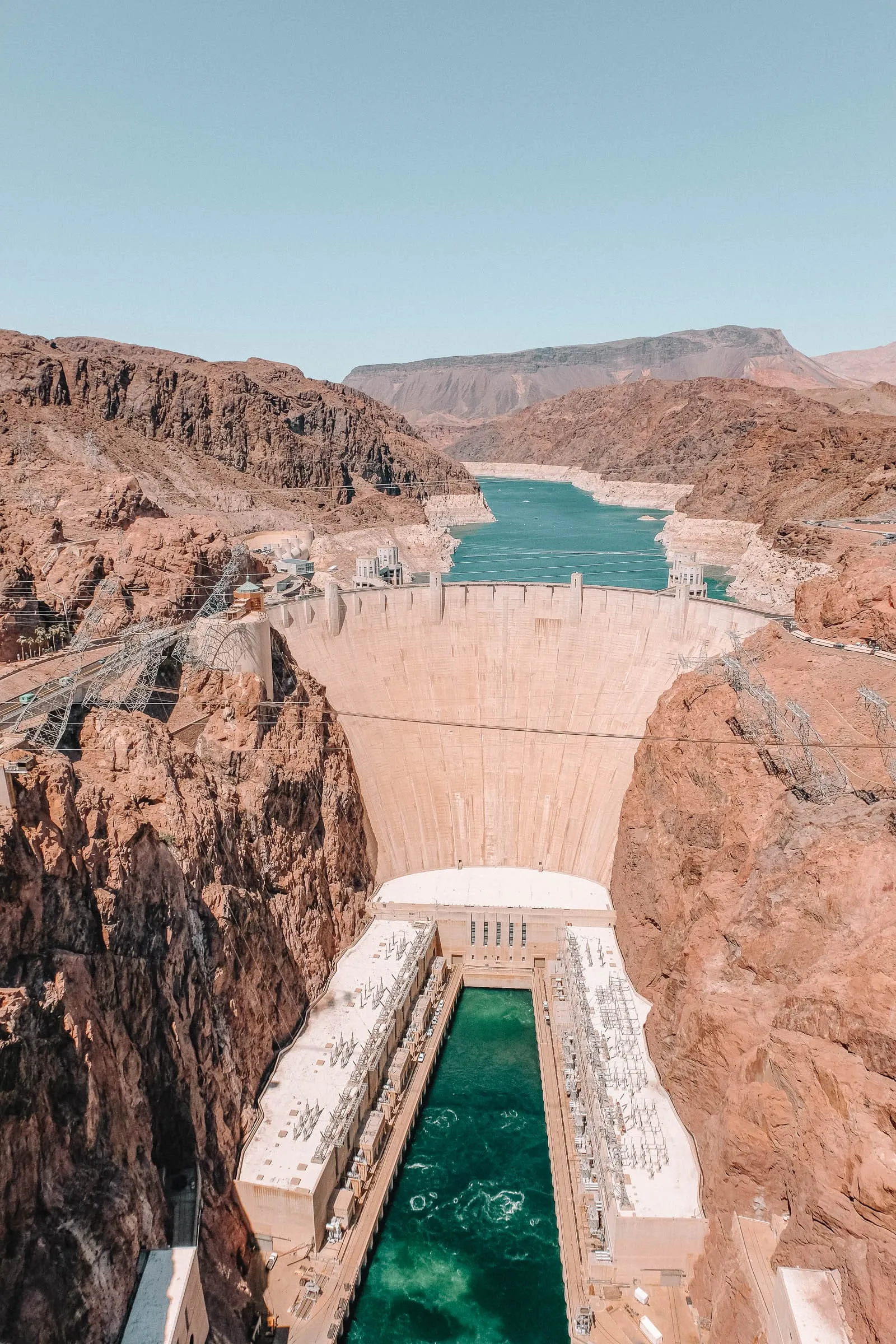 View of the immense Hoover Dam, a significant engineering marvel near Las Vegas