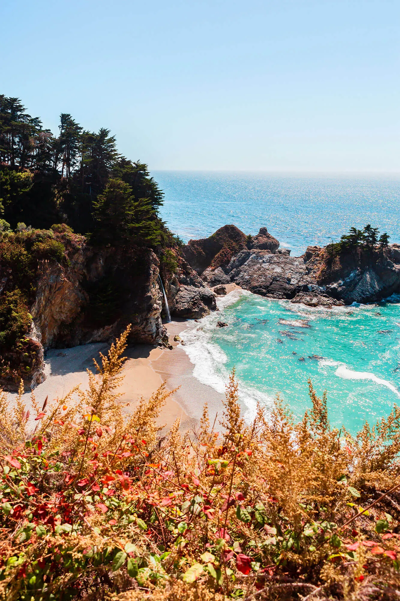 Vista point overlooking the Big Sur coast at Julia Pfeiffer Burns State Park