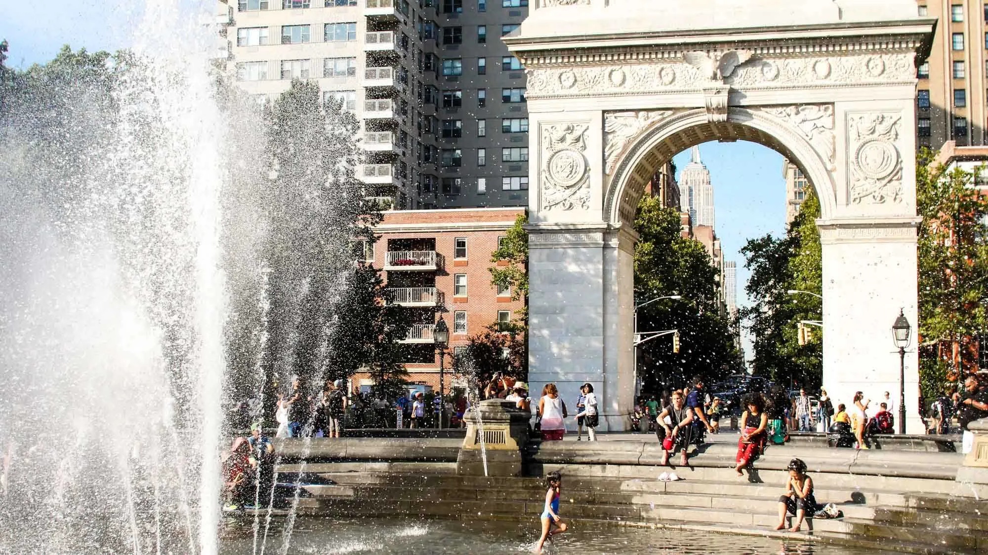Washington Square Park arch and fountain in Greenwich Village