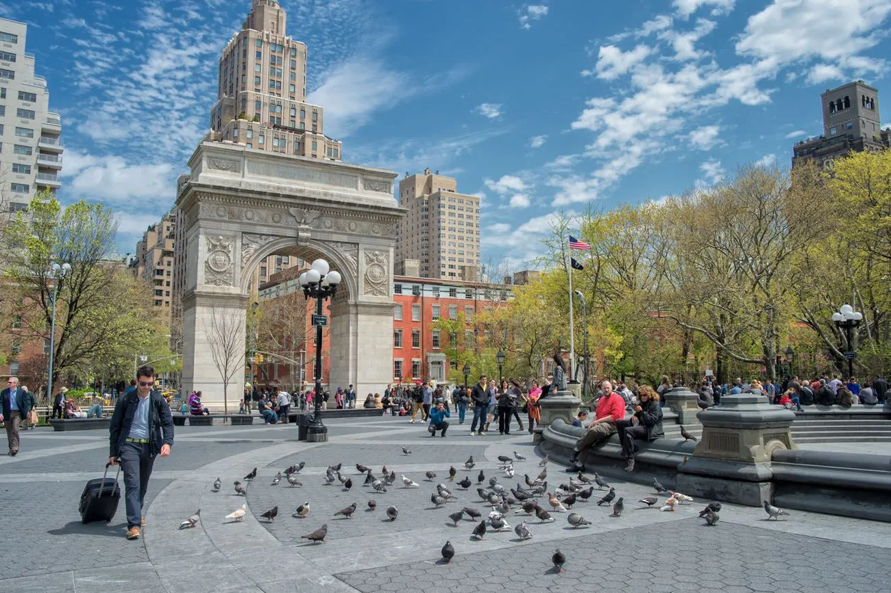 Washington Square Park with the Arch and Empire State Building in the background