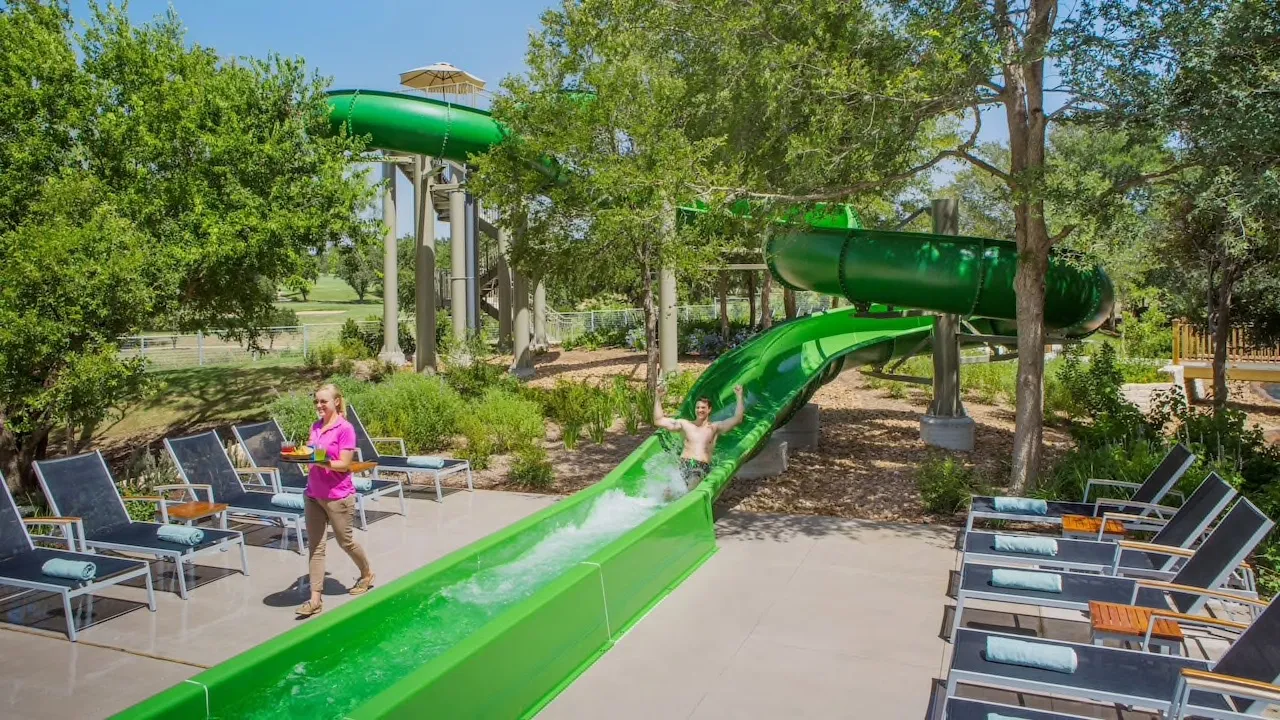 Waterslide at Hyatt Regency Hill Country Resort, one of many family attractions where to go in Texas for vacation