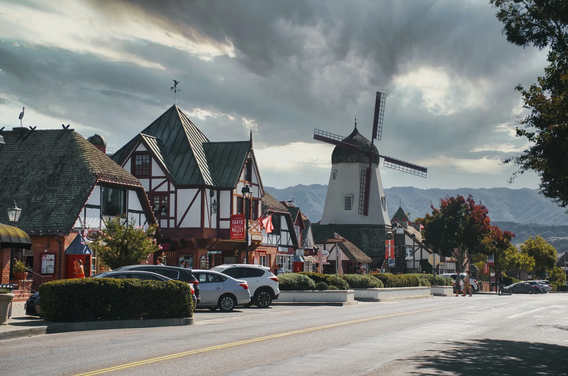 Windmill and Danish architecture in Solvang, California, a unique cultural day trip getaway