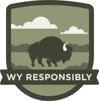 Wyoming wildlife safety badge, travel tips for visiting Wyoming.
