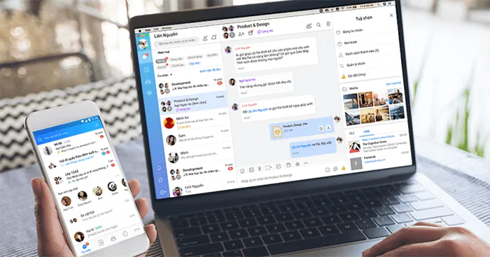 Zalo chat application interface showcasing free messaging and calls
